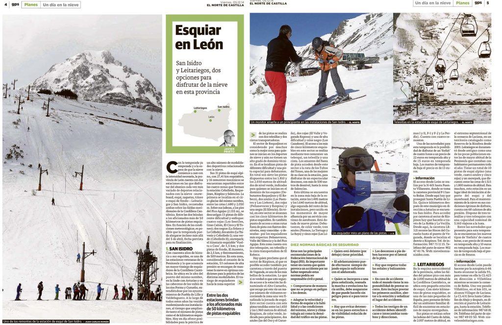 Reportaje sobre las pistas de esquí en la provincia de León publicado por Javier Prieto Gallego en EL NORTE DE CASTILLA.