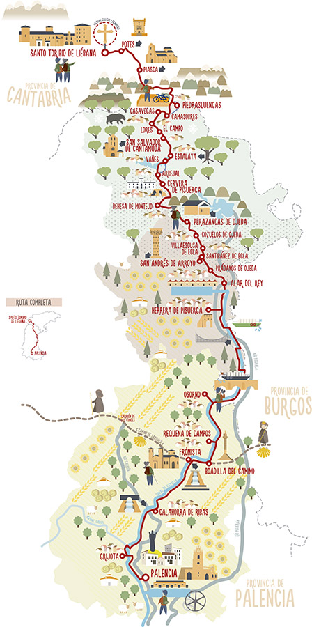 Mapa del Camino Castellano Lebaniego