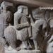 Guerreros templarios luchando en uno de los capiteles de la iglesia románica de San Lorenzo. Localidad de Vallejo de Mena. Valle de Mena. Merindades. Burgos. Castilla y León. España. © Javier Prieto Gallego;